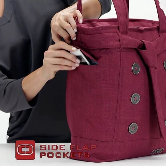 OGIO Burgundy Ladies Function Fashionable Hampton’s Padded Laptop Tote Bag - Picture 3 of 6